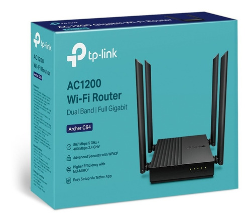 Router Inalambrico Tp-link Archer C64 Ac1200 Gigabit Mu-mimo