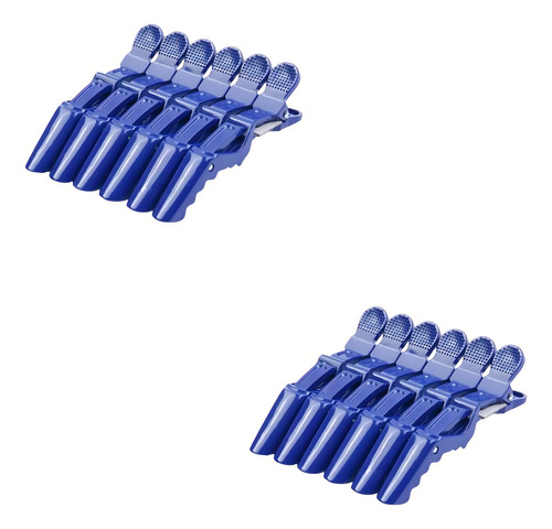 12 Unidades Presilha Prendedor Cabelo Clips Tipo Crocodilo Cor Azul