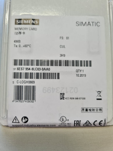 Cartão De Memória Siemens 4mb 6es7954-8lc03-0aa0