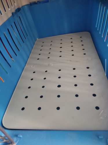 Jaula Transportadora Kennel Azul Mediana 60x40x39cm Con Corr Azul Claro (Usado)