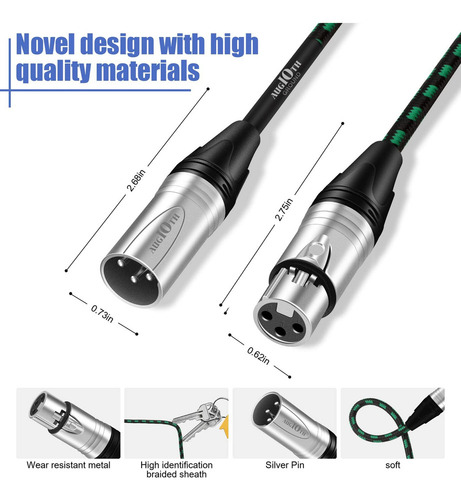 // Augioth Cable De Micrófono Xlr A Xlr Pro Paquete De 2