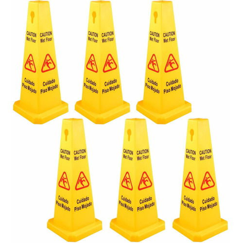 6 Unidad Cono Seguridad Para Piso Bilingüe Suelo Humedo 4