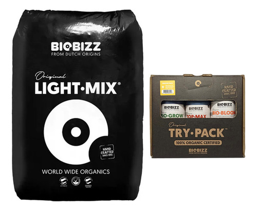 Sustrato Biobizz Lightmix 50lts Con Trypack Cultivo Indoor 