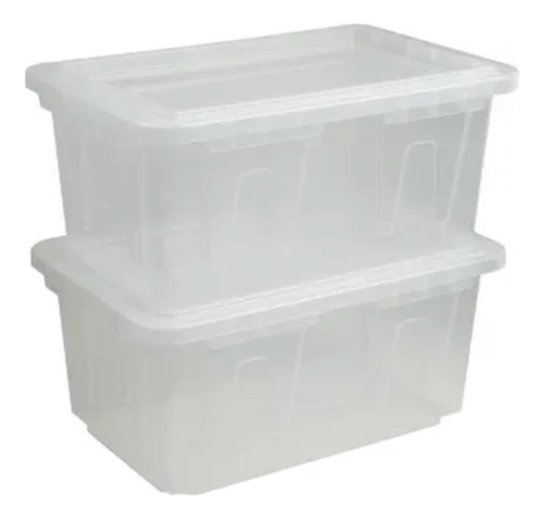 Caja Grande De Plástico Con Tapa Transparente, 2 Pack, 57 Lt