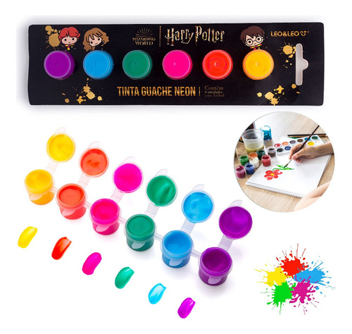 Tinta Guache Neon Harry Potter Leo E Leo 6 Cores 3,68ml