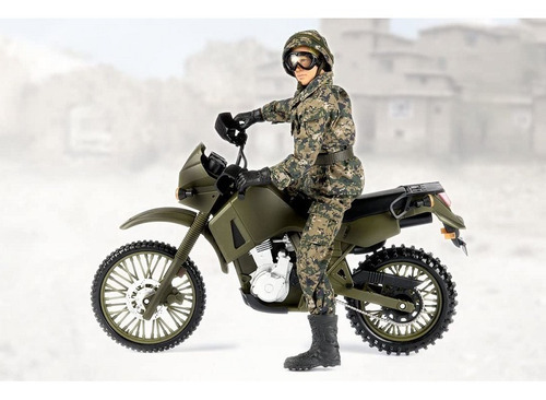 Moto Kawasaki Klr 650 Juguete Grande Con Soldado Articulado