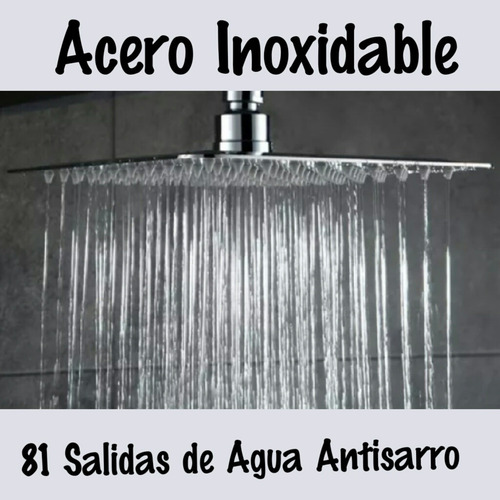 Regadera Cuadrada Tipo Lluvia En Acero Inoxidable