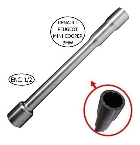 Chave De Vela Estriada 14mm Para Bmw Mini Renault E Peugeot 