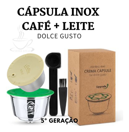 Capsula Dolce Gusto Reutilizavel Inox 5º Geração Cafe E Leite (02 unidades) Lumio Genio Drop Picolo Oblo Melody