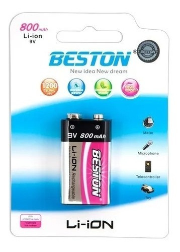 Bateria Pila Recargable 9v Beston Original 800mah Cuadrada