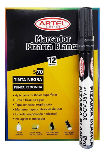 Pack 12 Plumones De Pizarra Artel S70 Negro