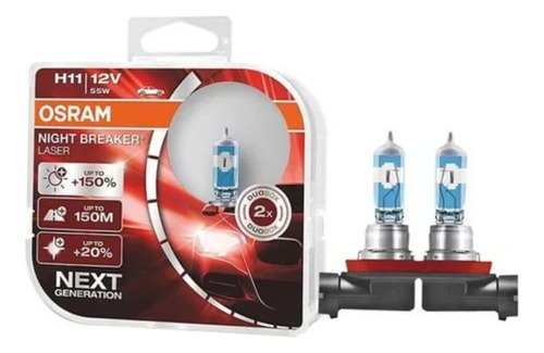 Kit Lamparas Osram H11 Night Breaker Laser 55w 12v