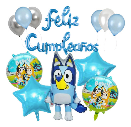 Globos Bluey Feliz Cumpleaños Decoracion Letras Fiesta