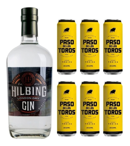 Gin Hilbing London Dry 750ml. + 6 Tonicas Paso De Los Toros 