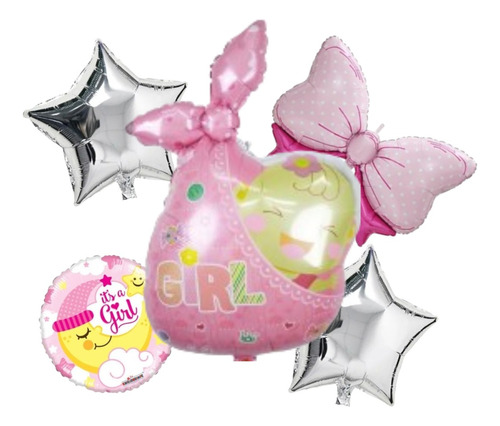 Bouquet 5 Globo Para Niña Baby Shower It's A Girl