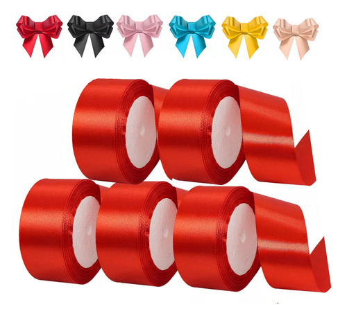 Rollo De Liston Satinado Colores 38mm X 22.8m 5pcs