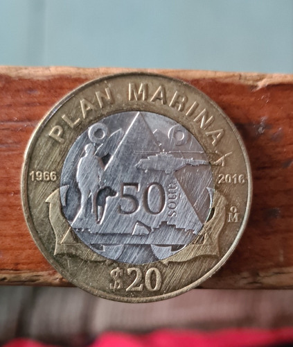 Moneda 20 Plan Marina Conmemorativa 50 Años 1966 - 2016
