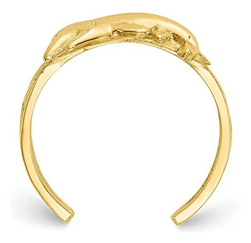 Anillo Dedo Del Pie Dos Delfines Oro Amarillo 14k
