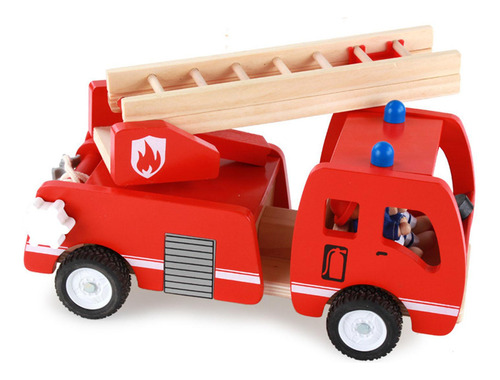 Brinquedo De Madeira Do Caminhão De Bombeiros, Fingir Jogar