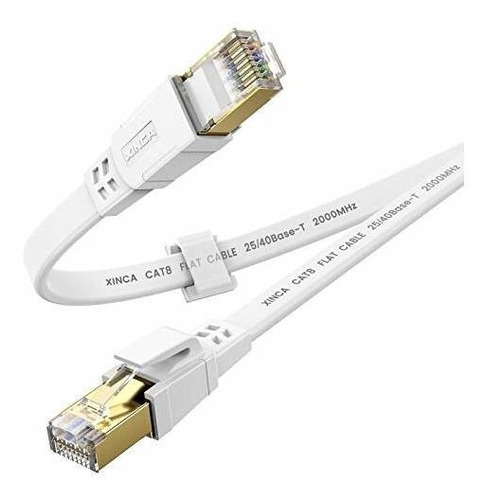 Cable Ethernet Cat 8 De 25 Pies, Cable De Red Plano De Alta 