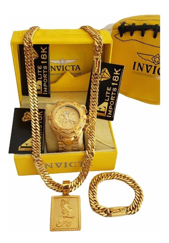 Relógio Invicta Bolt Original + Kit 13mm Banhado Ouro Luxo