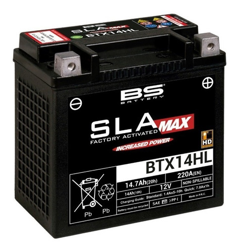 Bateria Bs Battery Btx14hl Max 14ah Ytx14l Hd 883 Emporio