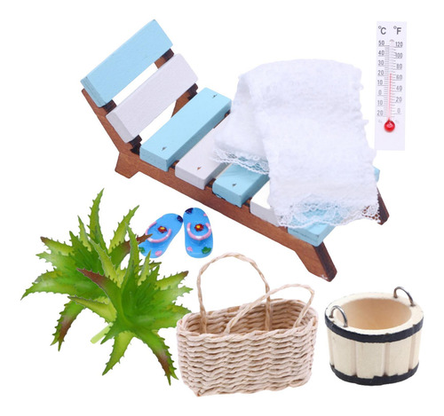 Tumbona En Atura Decoración De Casa De Muñecas De Verano Kit