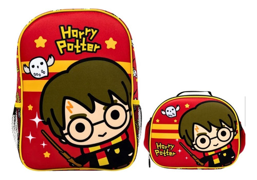 Set Mochila A4 + Lonchera Harry Potter Original Pre Escolar