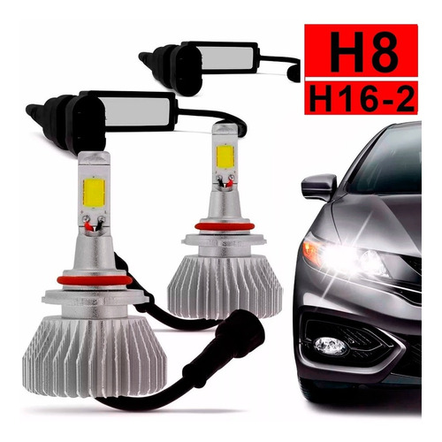 Kit Lâmpada Super Led H8 H16-2 Branca Farol Xenon Automotiva