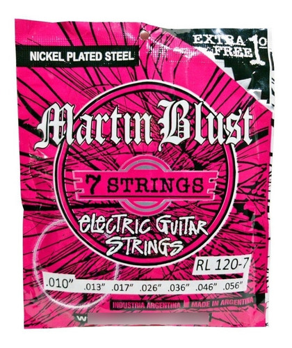 Imagen 1 de 7 de Encordado Guitarra Eléctrica 7 Cuerdas Martin Blust 010