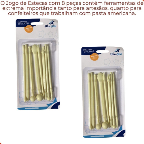 Jogo De Estecas Plasticas Para Biscuit Bluestar Com 08 Peças