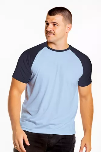Camiseta Raglan Argentina Azul Com Marinho 100% Poliéster