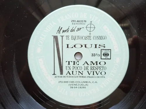 Vinilo Franco De Vita Al Norte Del Sur 1988 Louis, Te Amo (Usado)