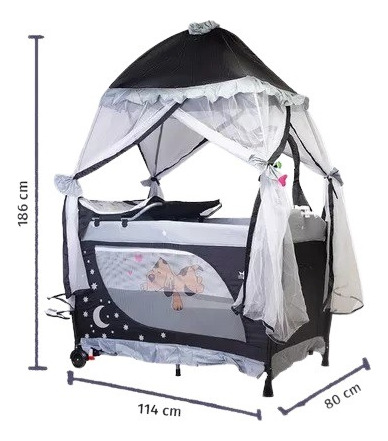Cuna De Viaje Corral Con Toldo Starkids Draco Azul Marino