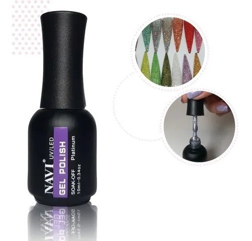  Esmaltes Semi Navi Platinum Glitter Holográfico 10ml