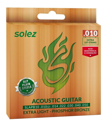 Imagem 1 de 2 de Encordoamento Corda Violão Solez 010 Slatb10 Phosphor Bronze