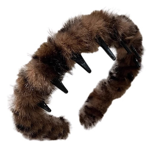 Aro De Peluche Dentado Con Estampado De Leopardo Retro Para