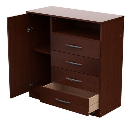 Comoda 4 Cajones 1 Puerta 91x90 Cm Chocolate 56161 - Luico