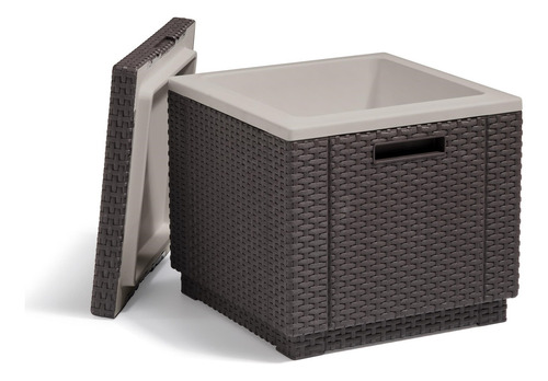 Mesa Cooler De Terraza Jardín Ice Cube Marrón