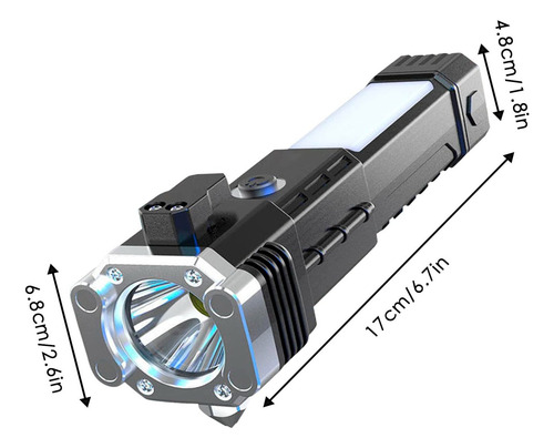 Linterna Led 3w Torch Recargable Con Martillo Para Automóvil