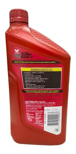 Aceite Transmisión Automática Valvoline Max Life 946ml