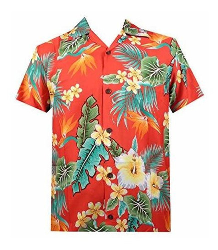 Camisa Hawaiana Hombre Flor Hoja Playa Aloha Fiesta Casual V