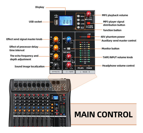 . Mezclador De Consola Profesional Con Sonido Con Función