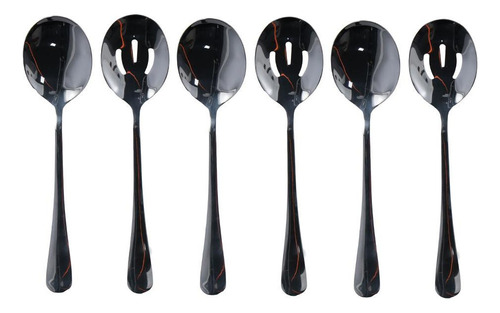 Juego De 6 Cucharas Ranuradas De 8.5 Pulgadas, Color Platead