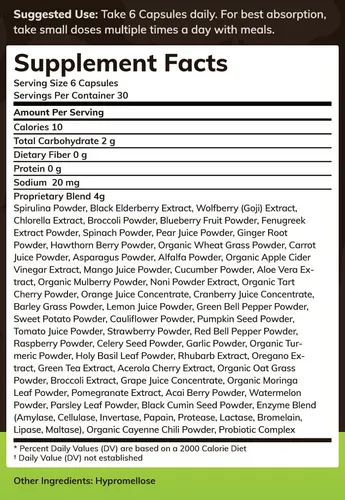 Suplemento Texas Superfood Original Superfood 180 Cápsulas