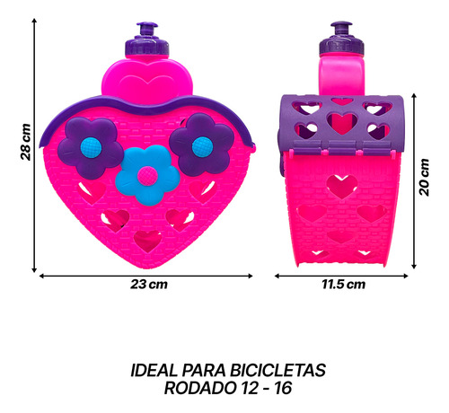 Canastilla Con Botella Para Bicicleta Infantil Niña R12-r16 Color Rosa
