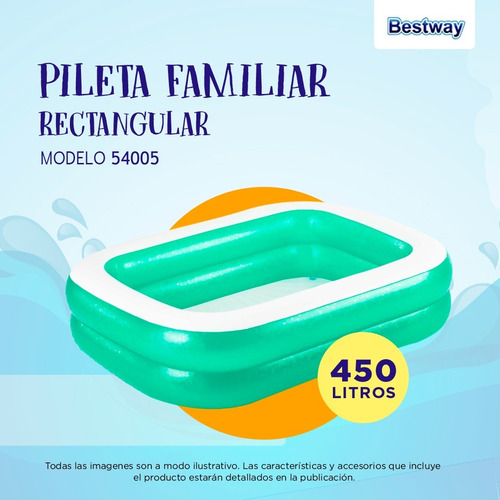 Imagen 2 de 8 de Pileta Inflable Rectangular Bestway 201 X 150 X 51 Pc 54005