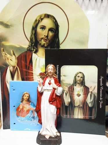 Sagrado Corazon De Jesus Figura Pvc+il Mio Papa + Regalos