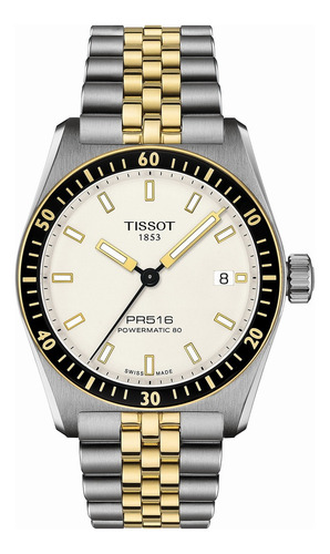 Reloj Tissot Pr516 Powermatic 80 T1494072201100 Automático Plateado/dorado Negro Blanco