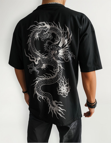 Shein Remera Hombre Oversized Manfinity Negra